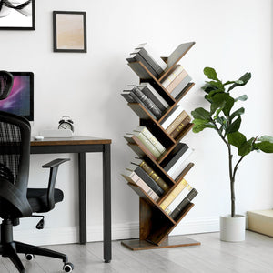 Bücherregal 8-stöckig rustikal Holz