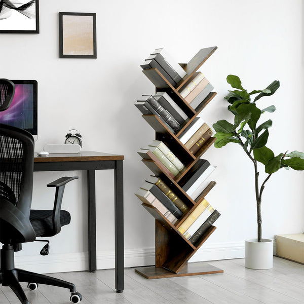 Bücherregal 8-stöckig rustikal Holz