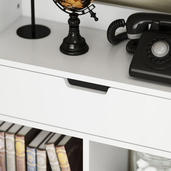Bücherregal 9 Regale 1 Schublade mit Anti-Kippsicherung 60x26x158cm Weiss
