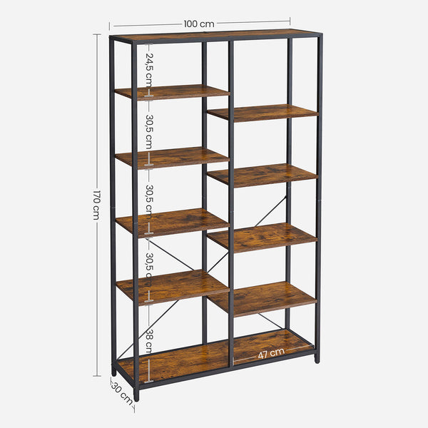 Bücherregal Aufbewahrungsregal mit 10 Fächern IndustrialVIBE