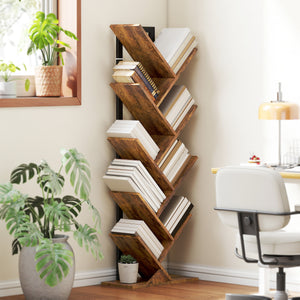 Bücherregal Standregal Baumform schmal rustikal für Büro