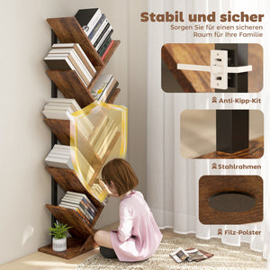 Bücherregal Standregal Baumform schmal rustikal für Büro