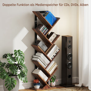 Bücherregal Standregal Baumform schmal rustikal für Büro