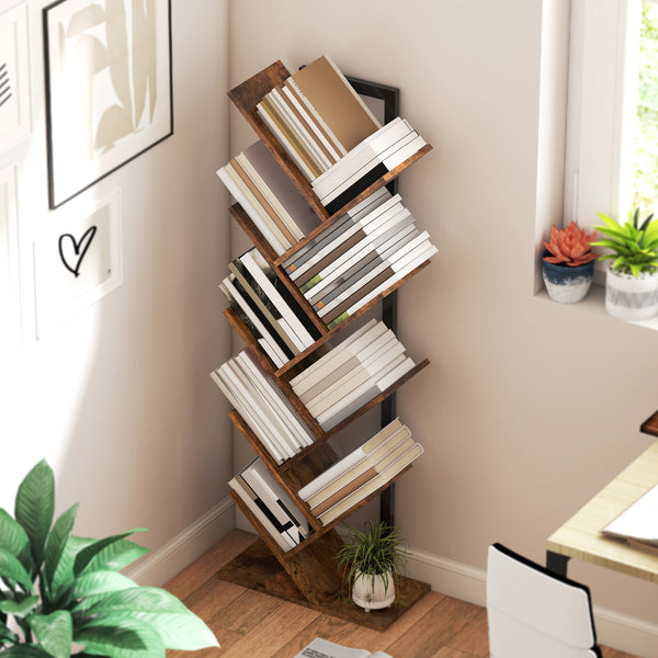 Bücherregal Standregal Baumform schmal rustikal für Büro