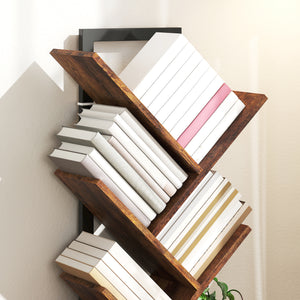 Bücherregal Standregal Baumform schmal rustikal für Büro