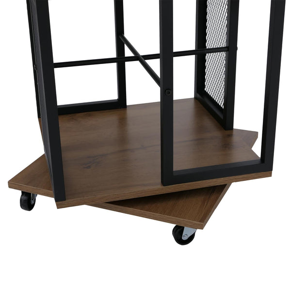 Bücherregal Standregal Drehregal Rollen Metall Industrial 147x40x40cm braun