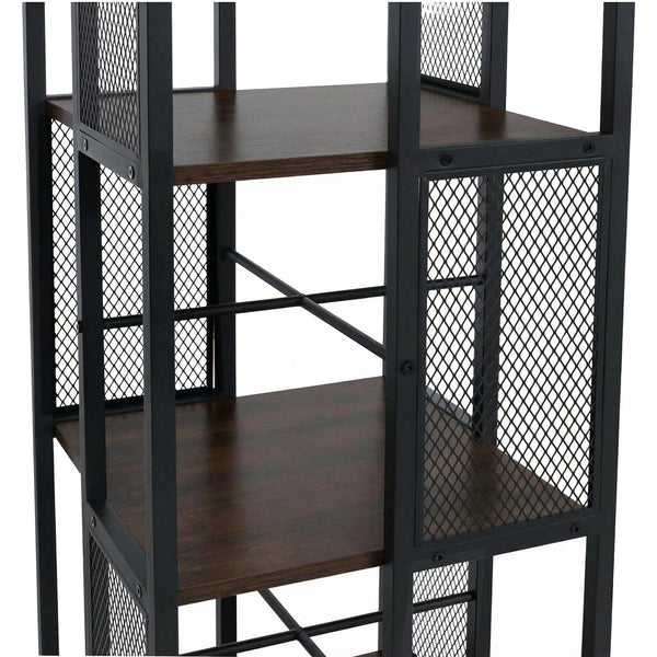 Bücherregal Standregal Drehregal Rollen Metall Industrial 147x40x40cm dunkelbraun