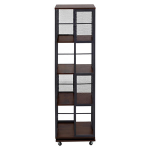 Bücherregal Standregal Drehregal Rollen Metall Industrial 147x40x40cm dunkelbraun