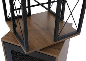 Bücherregal Standregal Drehregal Rollen Tür Metall Industrial 162x40x42cm braun