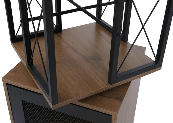 Bücherregal Standregal Drehregal Rollen Tür Metall Industrial 162x40x42cm braun