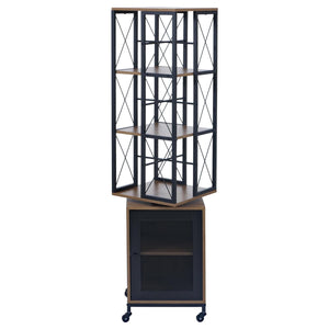 Bücherregal Standregal Drehregal Rollen Tür Metall Industrial 162x40x42cm braun