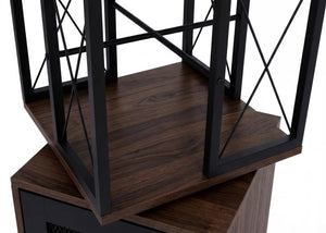 Bücherregal Standregal Drehregal Rollen Tür Metall Industrial 162x40x42cm dunkelbraun