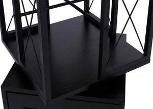 Bücherregal Standregal Drehregal Rollen Tür Metall Industrial 162x40x42cm schwarz