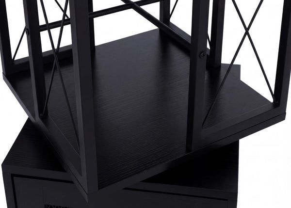 Bücherregal Standregal Drehregal Rollen Tür Metall Industrial 162x40x42cm schwarz