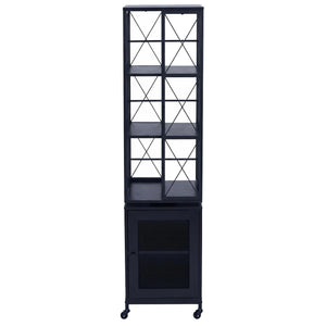 Bücherregal Standregal Drehregal Rollen Tür Metall Industrial 162x40x42cm schwarz
