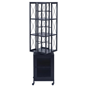 Bücherregal Standregal Drehregal Rollen Tür Metall Industrial 162x40x42cm schwarz