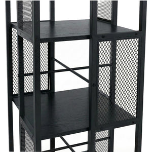 Bücherregal Standregal Drehregal Rollen Metall Industrial 147x40x40cm schwarz