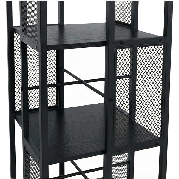Bücherregal Standregal Drehregal Rollen Metall Industrial 147x40x40cm schwarz