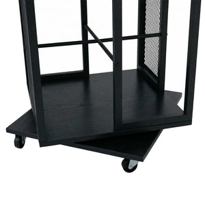 Bücherregal Standregal Drehregal Rollen Metall Industrial 147x40x40cm schwarz