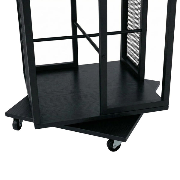 Bücherregal Standregal Drehregal Rollen Metall Industrial 147x40x40cm schwarz