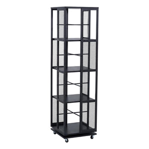 Bücherregal Standregal Drehregal Rollen Metall Industrial 147x40x40cm schwarz