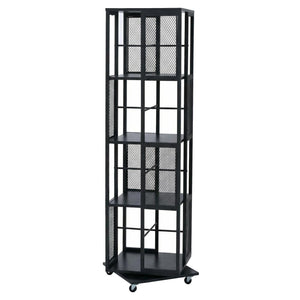 Bücherregal Standregal Drehregal Rollen Metall Industrial 147x40x40cm schwarz