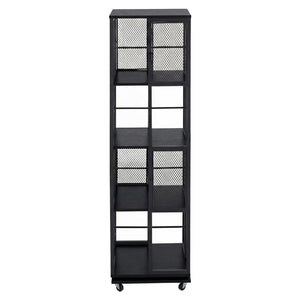 Bücherregal Standregal Drehregal Rollen Metall Industrial 147x40x40cm schwarz