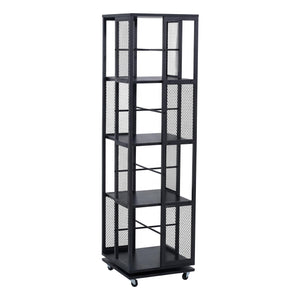 Bücherregal Standregal Drehregal Rollen Metall Industrial 147x40x40cm schwarz