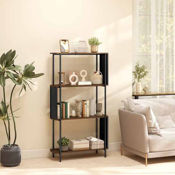 Bücherregal freistehend 4-stufig in Holzoptik industriell
