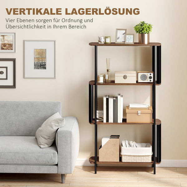 Bücherregal freistehend 4-stufig in Holzoptik industriell
