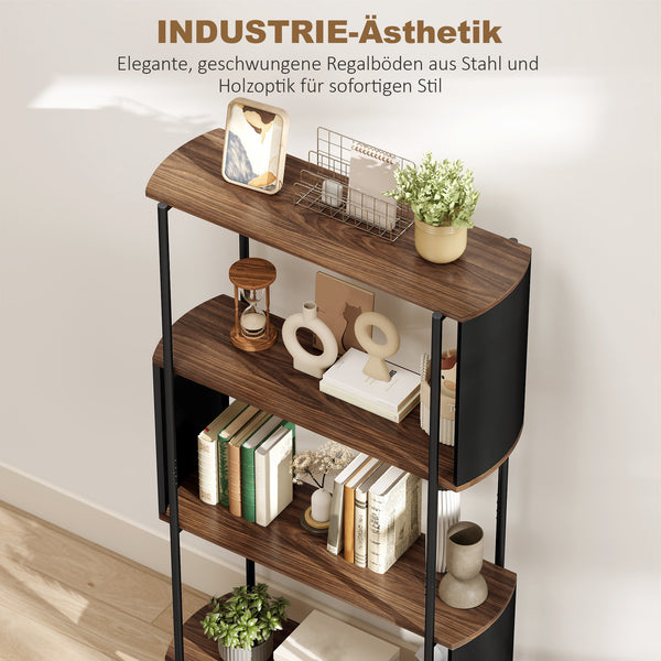 Bücherregal freistehend 4-stufig in Holzoptik industriell