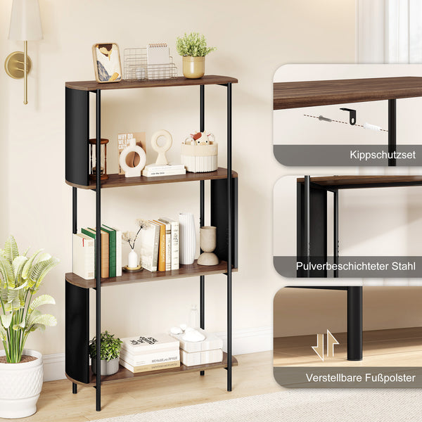 Bücherregal freistehend 4-stufig in Holzoptik industriell