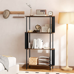 Bücherregal freistehend 4-stufig in Holzoptik industriell