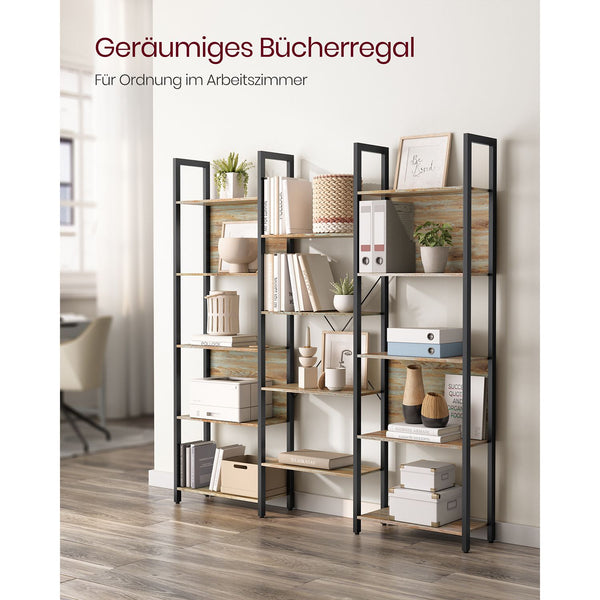 Bücherregal Standregal Industriestil 24x158x166cm Eiche Schwarz