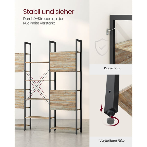 Bücherregal Standregal Industriestil 24x158x166cm Eiche Schwarz