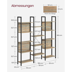 Bücherregal Standregal Industriestil 24x158x166cm Eiche Schwarz