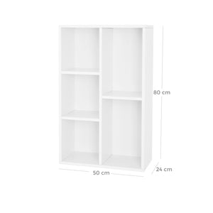 Bücherregal Kinderzimmerregal 5 Fächer 50x24x80cm Holz Weiss