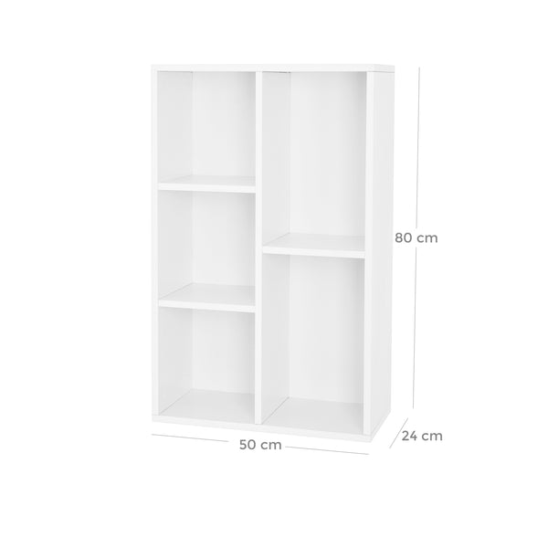 Bücherregal Kinderzimmerregal 5 Fächer 50x24x80cm Holz Weiss