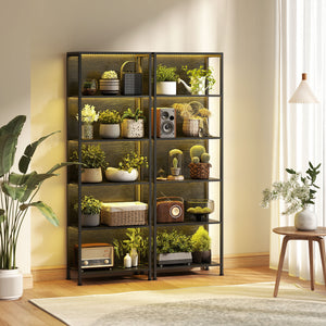 Bücherregal mit LED Beleuchtung für Wohnzimmer schwarz