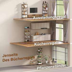 Bücherregal Standregal modern mit 5 Ebenen Metall braun