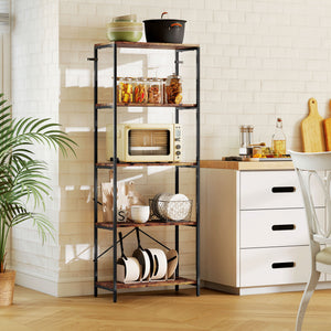 Bücherregal Standregal modern mit 5 Ebenen Metall braun