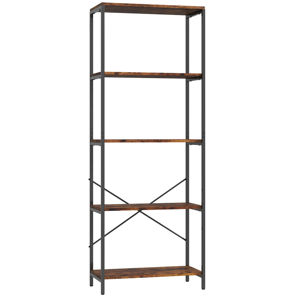 Bücherregal Standregal modern mit 5 Ebenen Metall braun