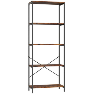 Bücherregal Standregal modern mit 5 Ebenen Metall braun