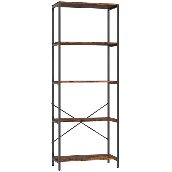 Bücherregal Standregal modern mit 5 Ebenen Metall braun