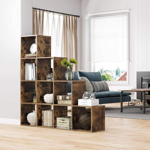 Bücherregal Raumteiler Standregal 10-Fach 129x29x129cm Holz Rustikal