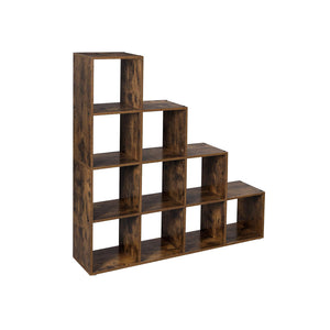 Bücherregal Raumteiler Standregal 10-Fach 129x29x129cm Holz Rustikal