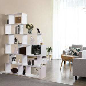 Bücherregal Raumteiler Freistehend 6 Ebenen Holz Weiss