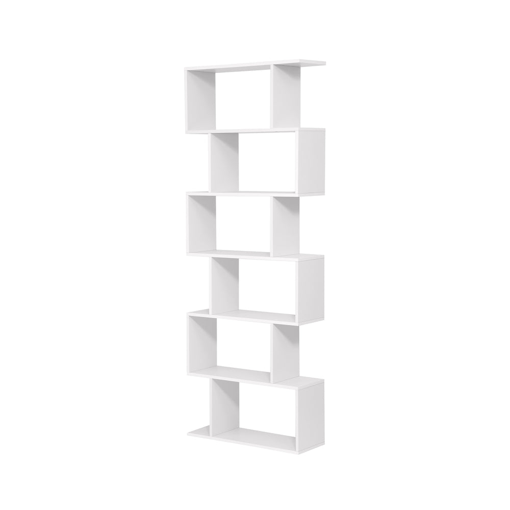Libreria/divisorio indipendente, 6 ripiani, legno, bianco