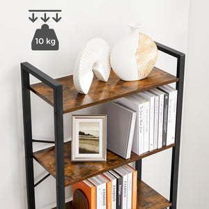 Bücherregal Regal Standregal 66x30x186cm Stahlrahmen Braun Schwarz