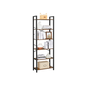 Bücherregal Regal Standregal 66x30x186cm Stahlrahmen Braun Schwarz